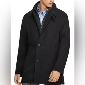 Ralph Lauren Men's Black Wool Blend Melton Car Coat 52R